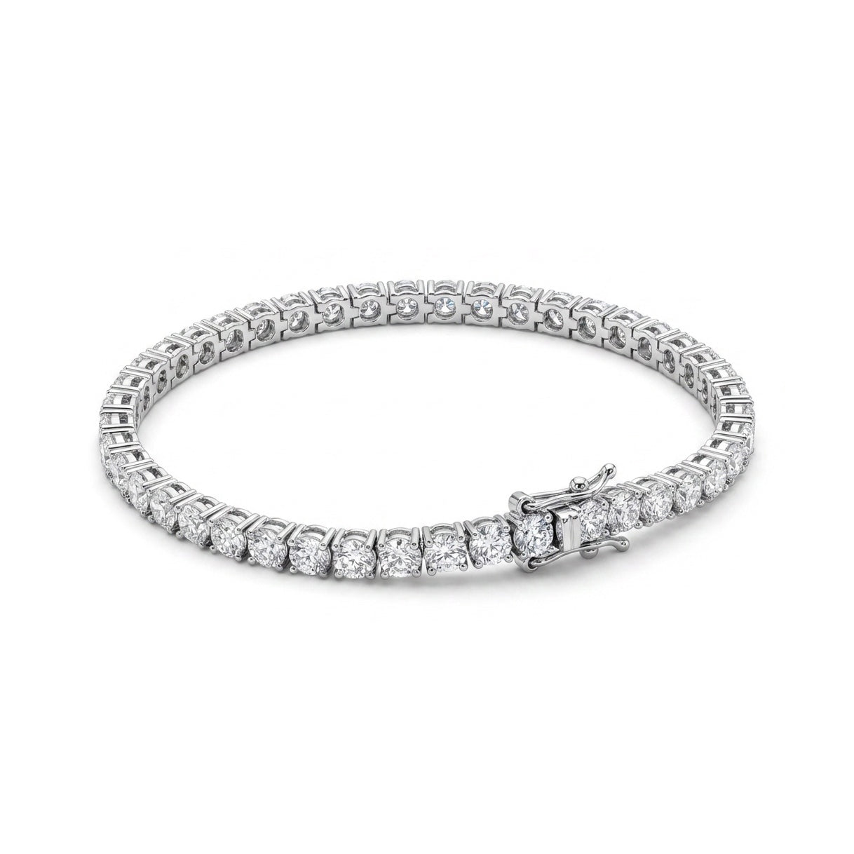 PULSEIRA RIVIERA MOISSANITE 2.04CT 2MM - PRATA BANHO EM RÓDIO
