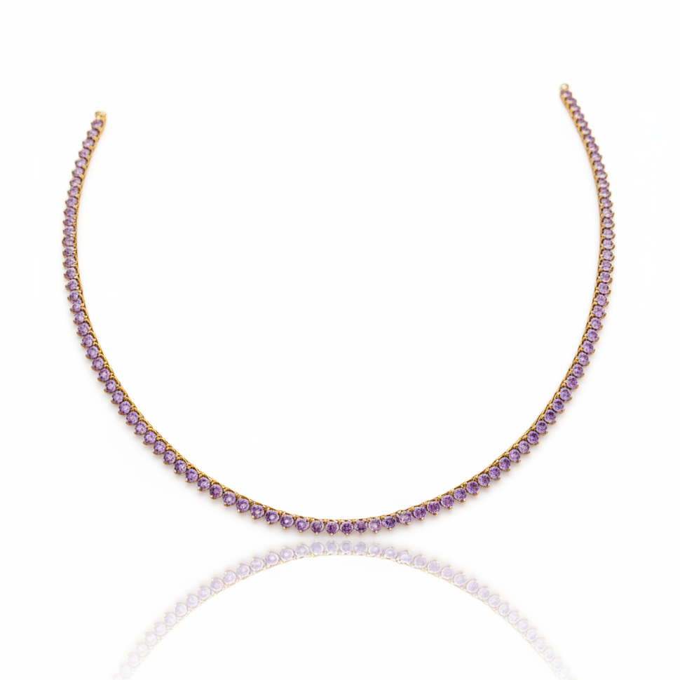 COLAR RIVIERA AMETISTA BANHO EM OURO 18K