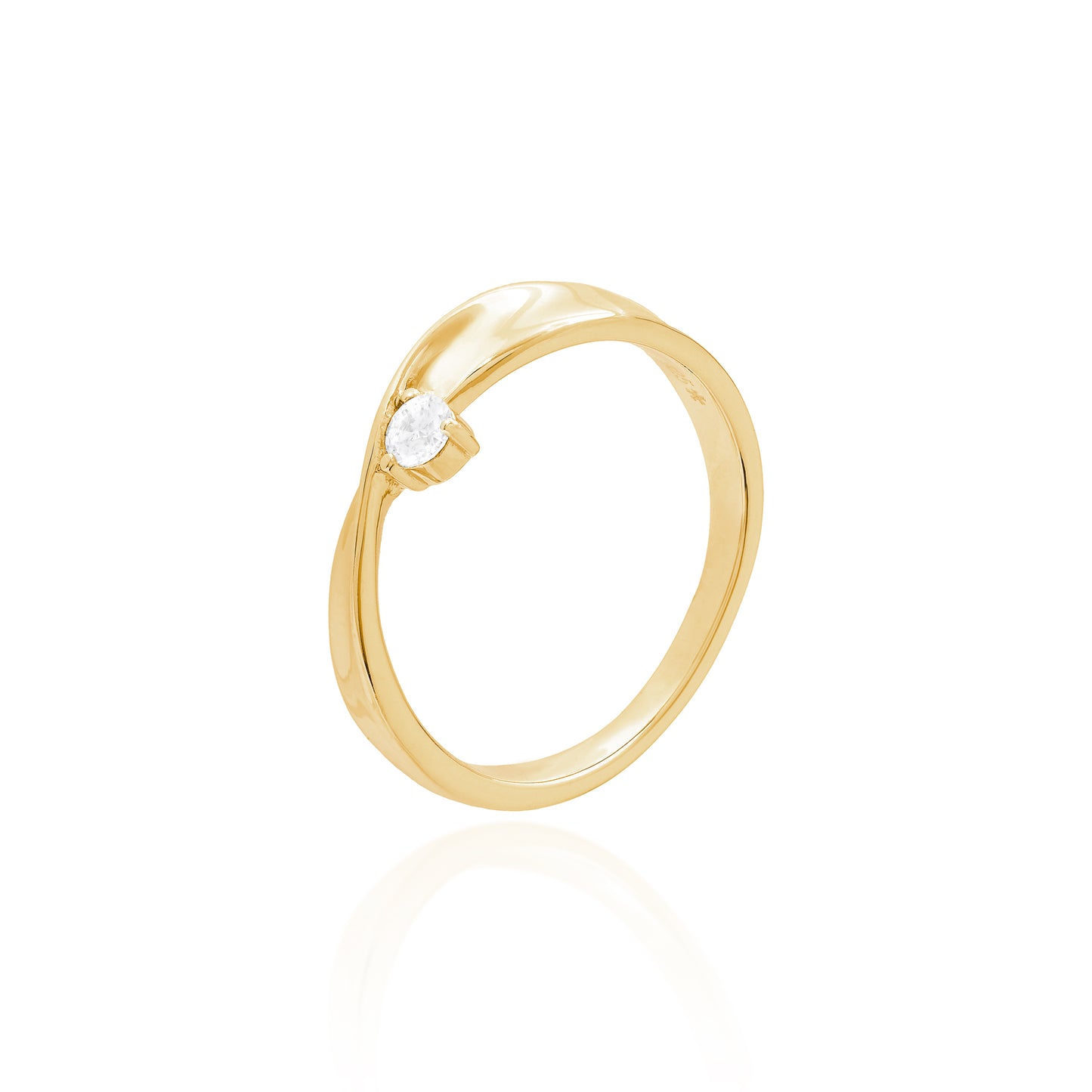 ANEL SOLITÁRIO MOISSANITE 0.10CT PRATA EM BANHO DE OURO 18K