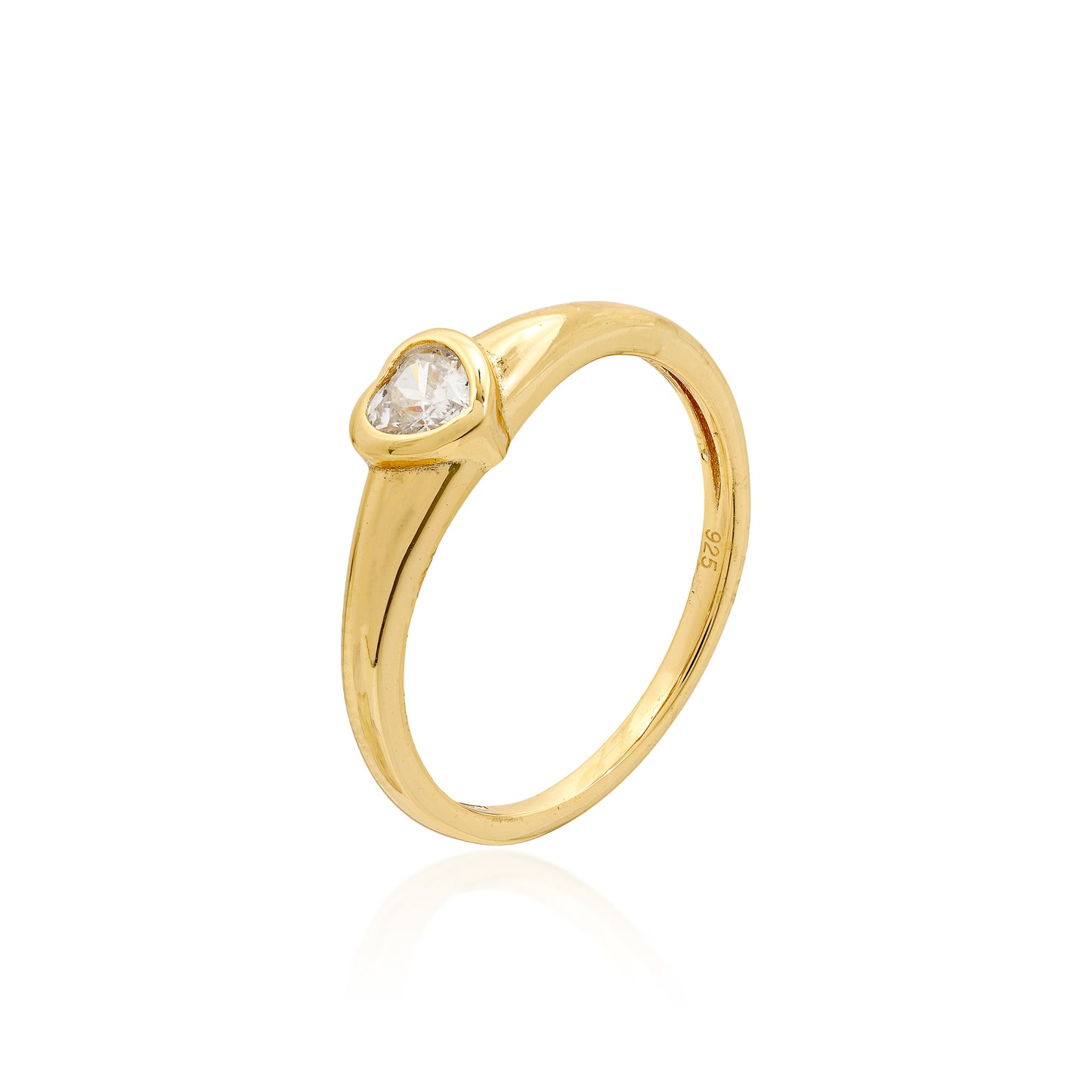ANEL HEART CRAVEJADO PRATA 925 BANHO EM OURO 18K