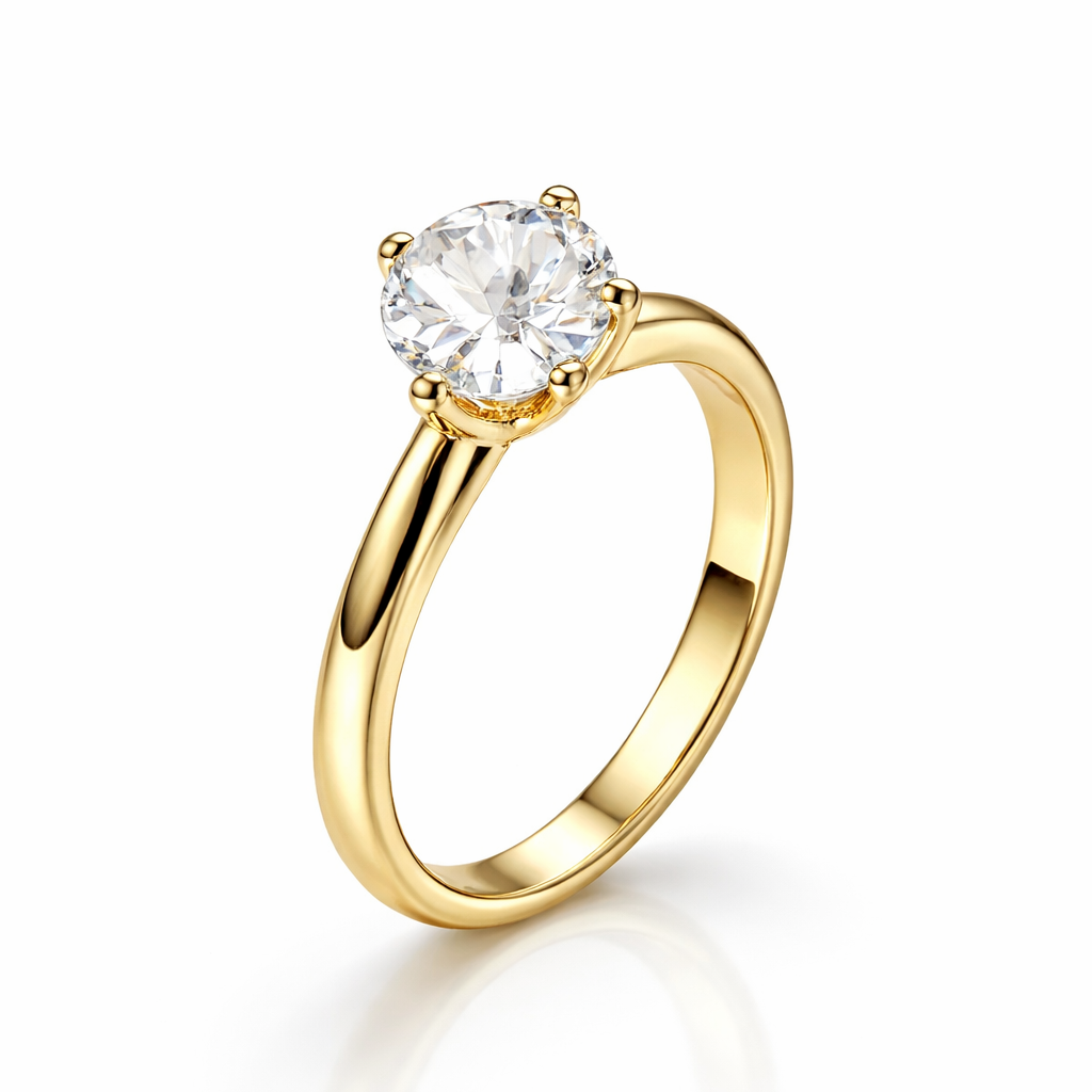 ANEL SOLITÁRIO AJUSTÁVEL MOISSANITE 1,0CT BANHO EM OURO 18K