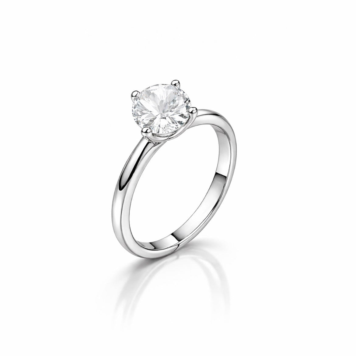 ANEL AJUSTÁVEL SOLITÁRIO MOISSANITE 1,0 CT BANHO EM RÓDIO