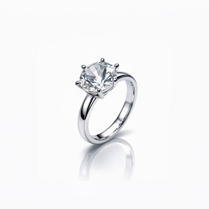 ANEL SOLITÁRIO AJUSTÁVEL MOISSANITE 2,0CT 8MM BANHO EM RÓDIO