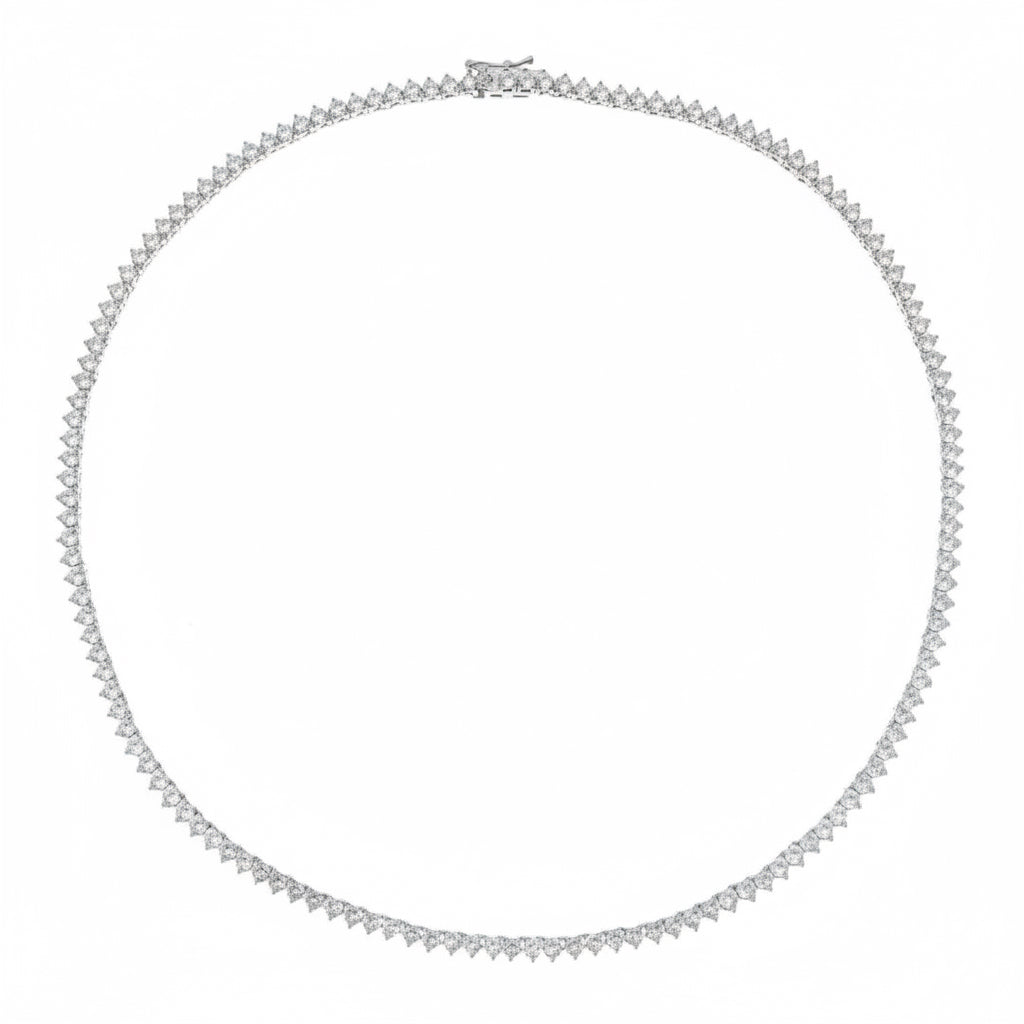COLAR RIVIERA 3 GARRAS ZIRCÔNIA BRANCA BANHO EM RÓDIO- 60CM
