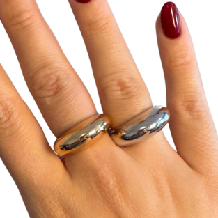 DUPLA DE ANÉIS ORGÂNICOS OURO E RÓDIO