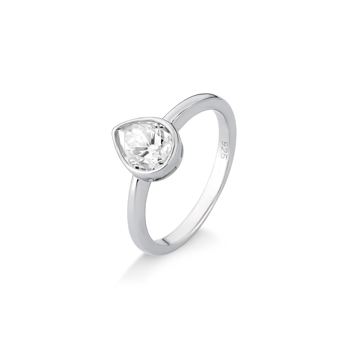 ANEL SOLITÁRIO EM PRATA COM MOISSANITE GOTA 1.25CT