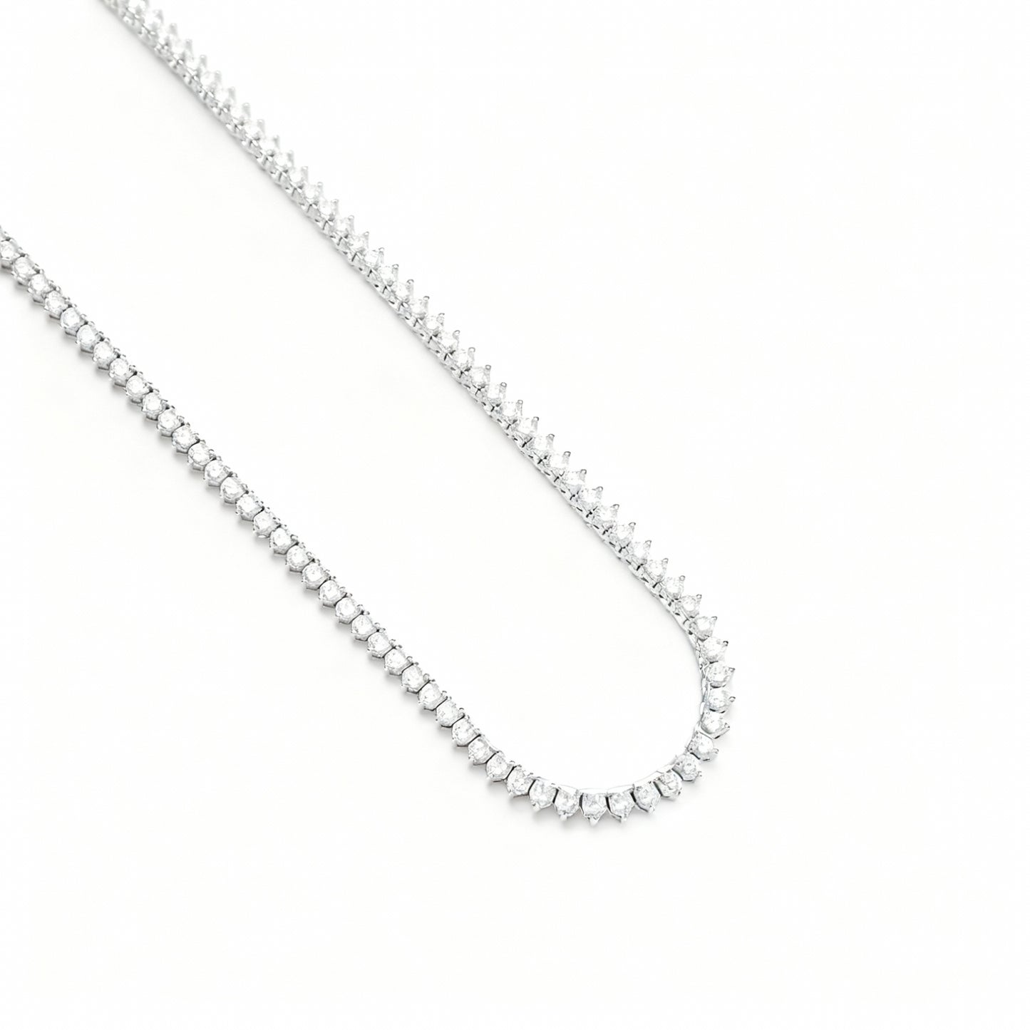 COLAR RIVIERA 3 GARRAS 2MM 50CM ZIRCÔNIA BRANCA BANHO EM RÓDIO