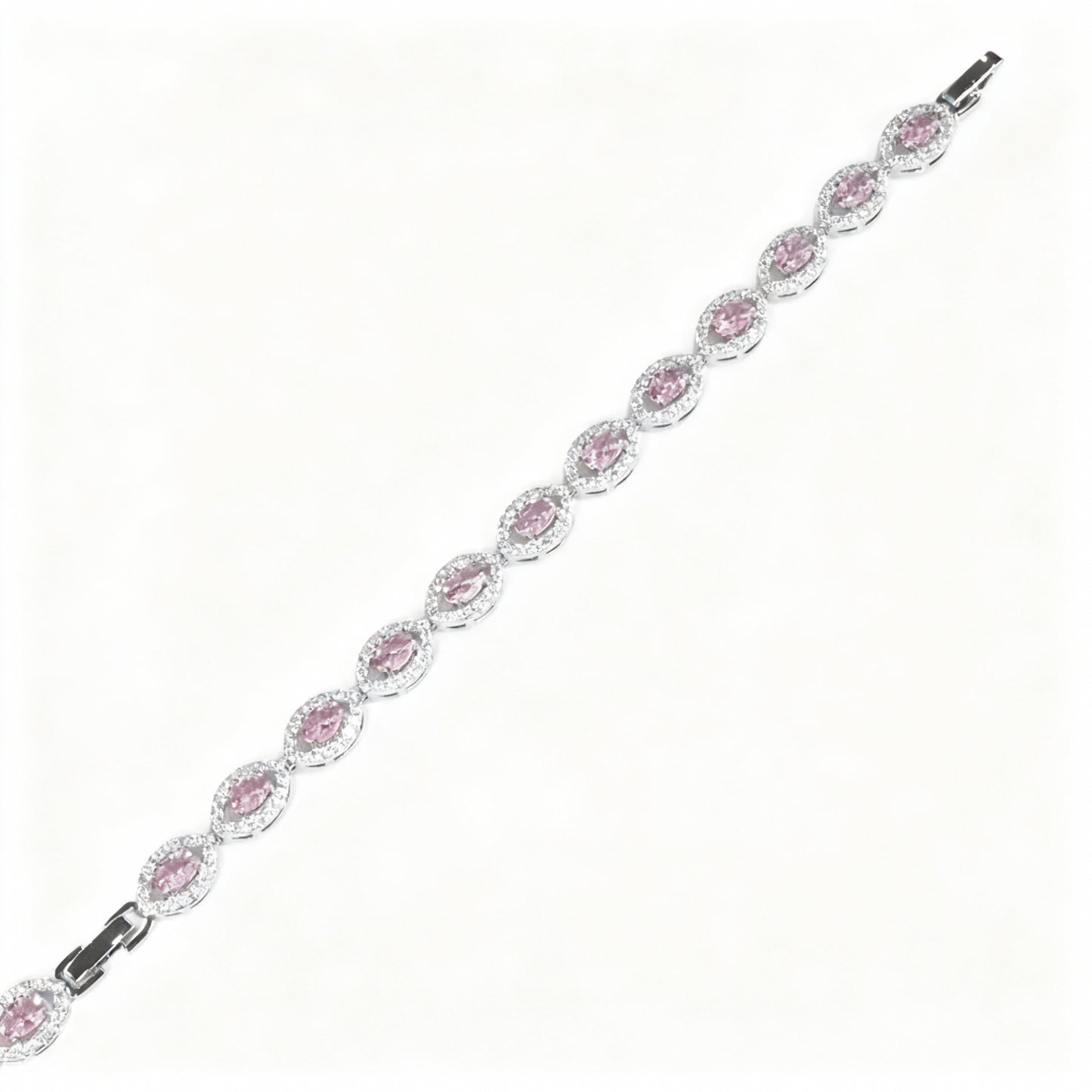 PULSEIRA NAVETE PRINCESA KUNZITA BANHO EM RÓDIO 17CM