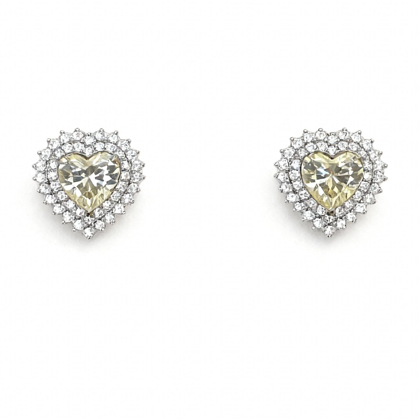 BRINCO HEART YELLOW FANCY PRATA 925 BANHO EM RÓDIO