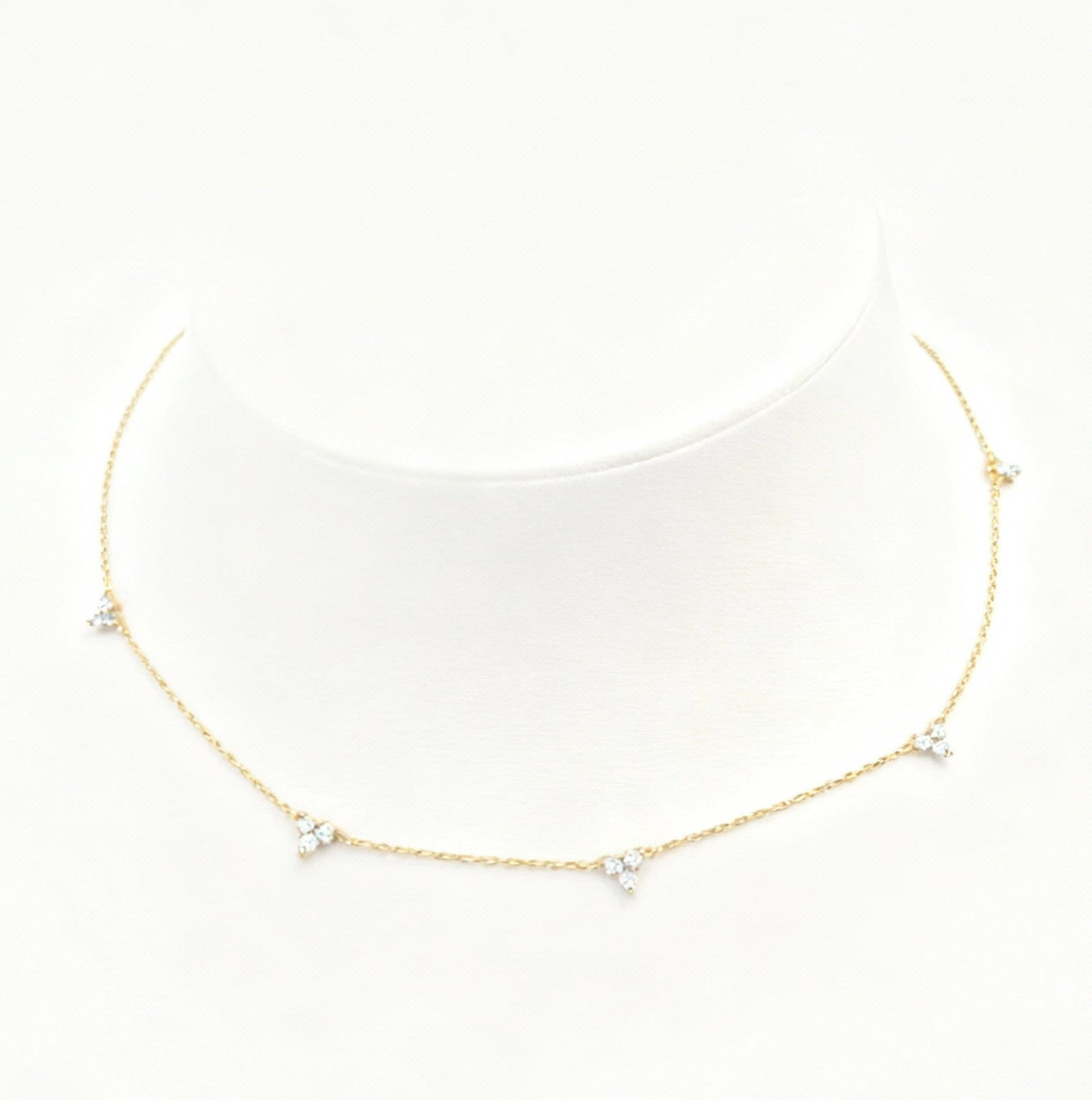 COLAR CACHOS DE PONTOS DE LUZ DE 0,48CT EM MOISSANITE - PRATA 925 BANHO EM OURO 18K - 45CM