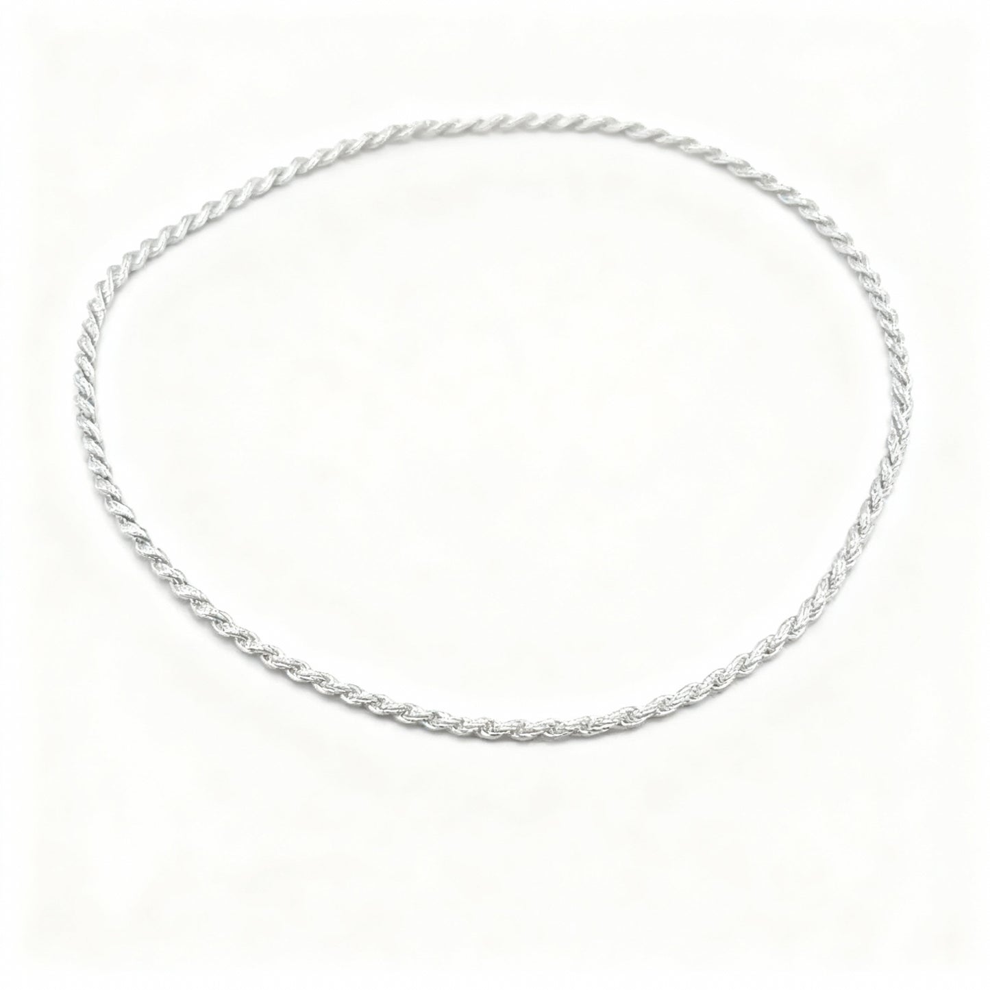 CORRENTE CORDÃO BAIANO PRATA 925 BANHO EM RÓDIO 50CM- 10G