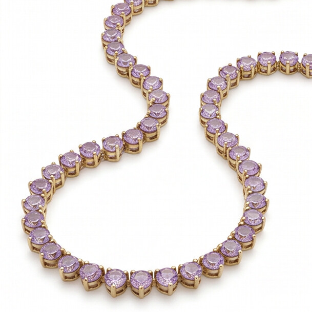 COLAR RIVIERA AMETISTA BANHO EM OURO 18K