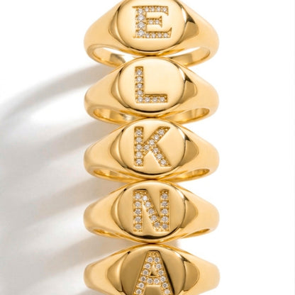 ANEL LETRA B MICRO ZIRCÔNIA BANHO EM OURO 18K N16