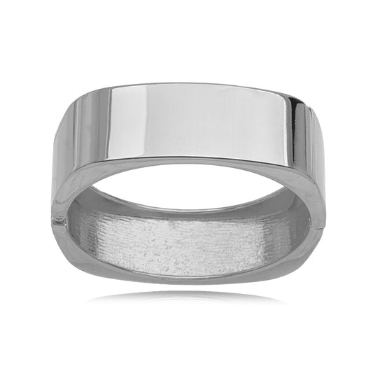 BRACELETE QUADRADO LISO BANHO EM RÓDIO