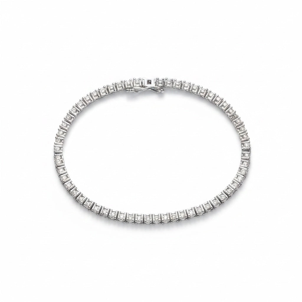PULSEIRA RIVIERA MOISSANITE 2.04CT 2MM - PRATA BANHO EM RÓDIO
