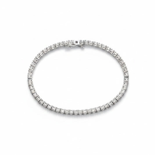 PULSEIRA RIVIERA MOISSANITE 2.04CT 2MM - PRATA BANHO EM RÓDIO