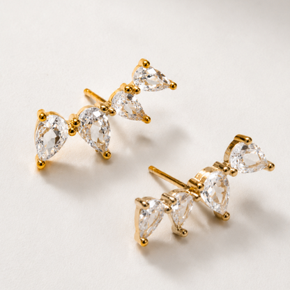 BRINCO EAR CUFF GOTAS BANHO EM OURO 18K