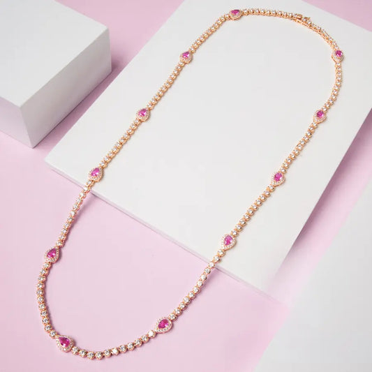 COLAR RIVIERA COROA GOTA ZIRCÔNIA BANHO OURO 18K 60CM