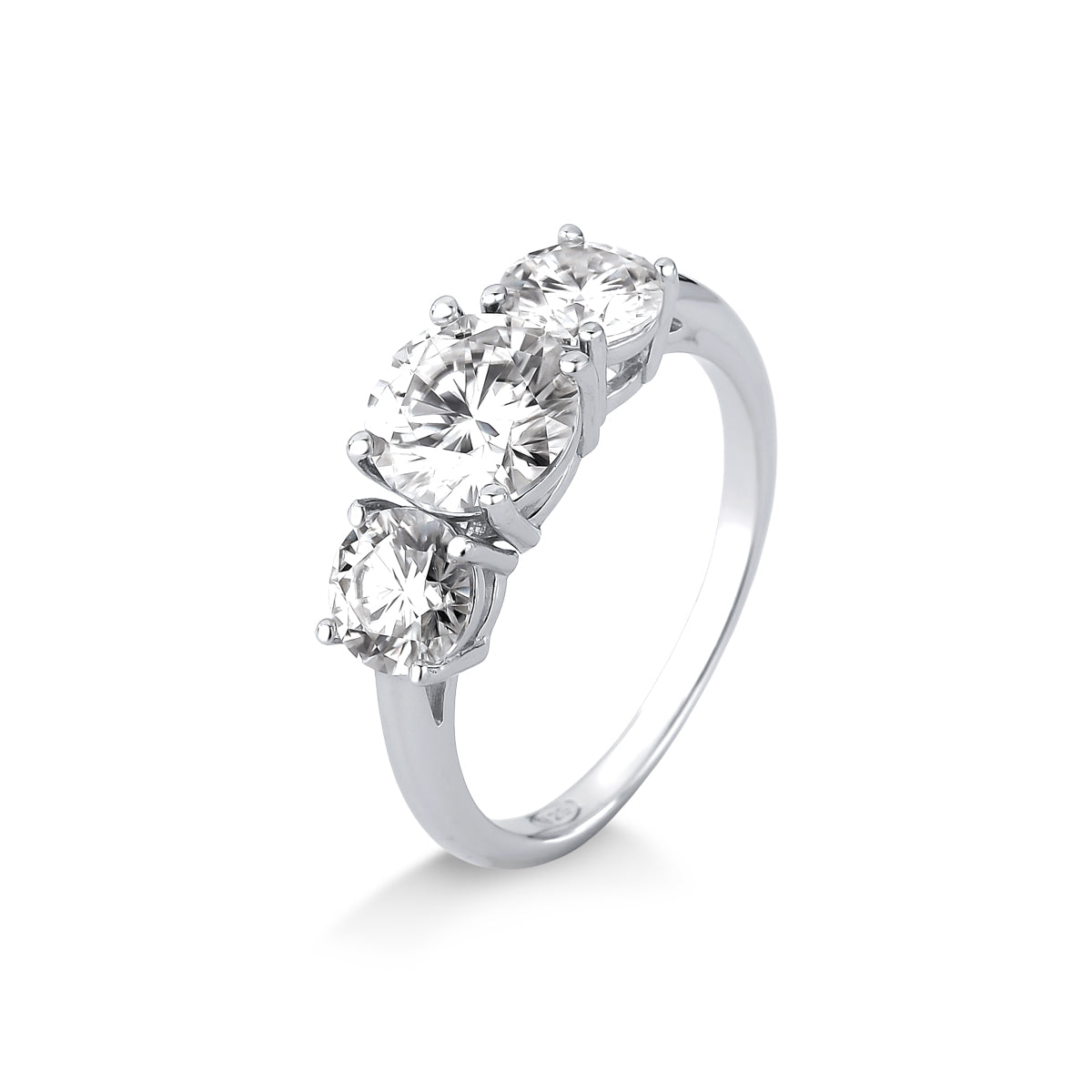 ANEL TRILLIUM MOISSANITE 3,6CT EM PRATA COM BANHO EM RÓDIO