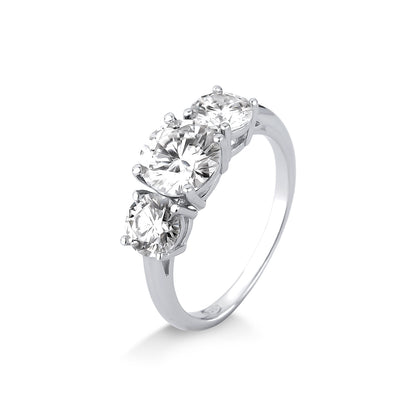ANEL TRILLIUM MOISSANITE 3,6CT EM PRATA COM BANHO EM RÓDIO