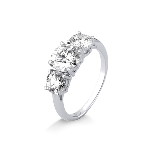 ANEL TRILLIUM MOISSANITE 3,6CT EM PRATA COM BANHO EM RÓDIO