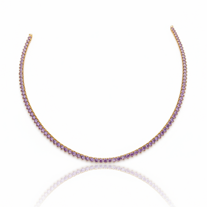 COLAR RIVIERA AMETISTA BANHO EM OURO 18K