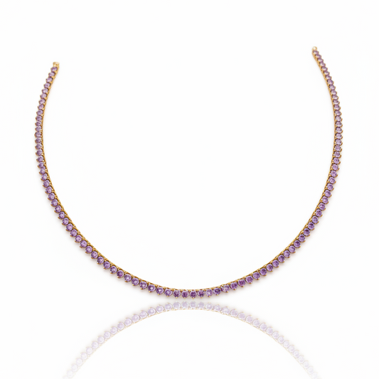 COLAR RIVIERA AMETISTA BANHO EM OURO 18K
