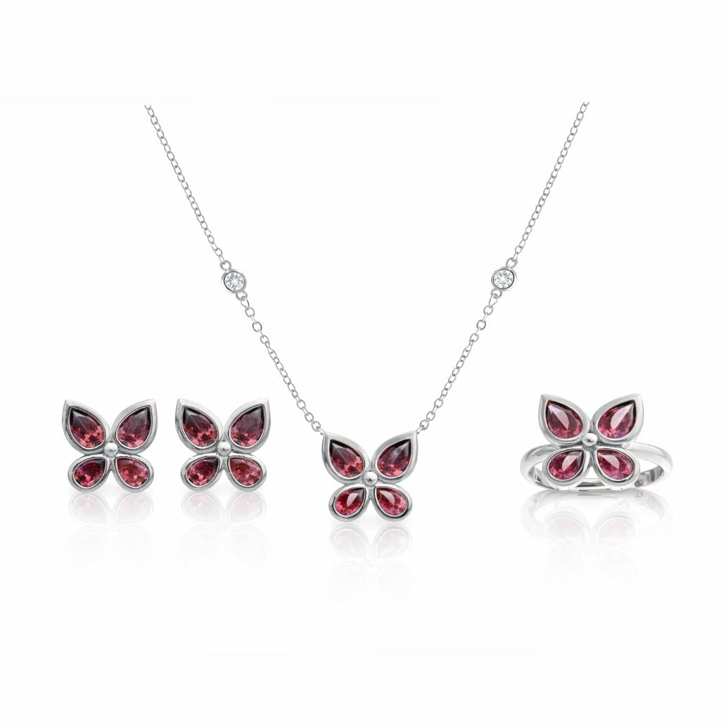 CONJUNTO BUTTERFLY  BRINCO, ANEL E COLAR
