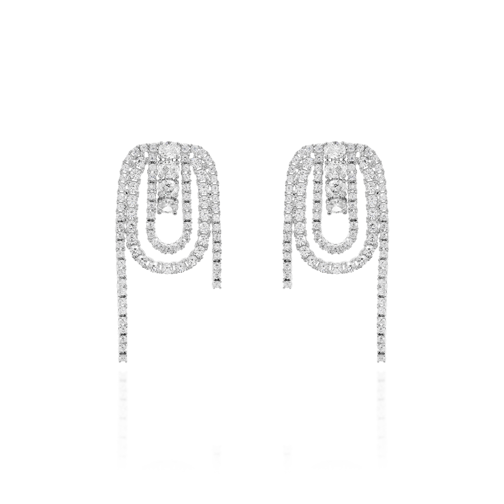 BRINCO CRAVEJADO CRISTAL - PRATA 925 BANHO EM RÓDIO