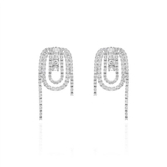 BRINCO CRAVEJADO CRISTAL - PRATA 925 BANHO EM RÓDIO