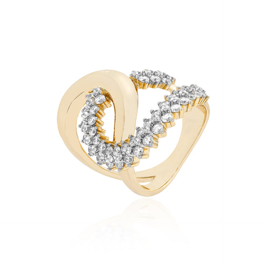 ANEL INFINITY CRAVEJADO PRATA EM BANHO DE OURO 18K
