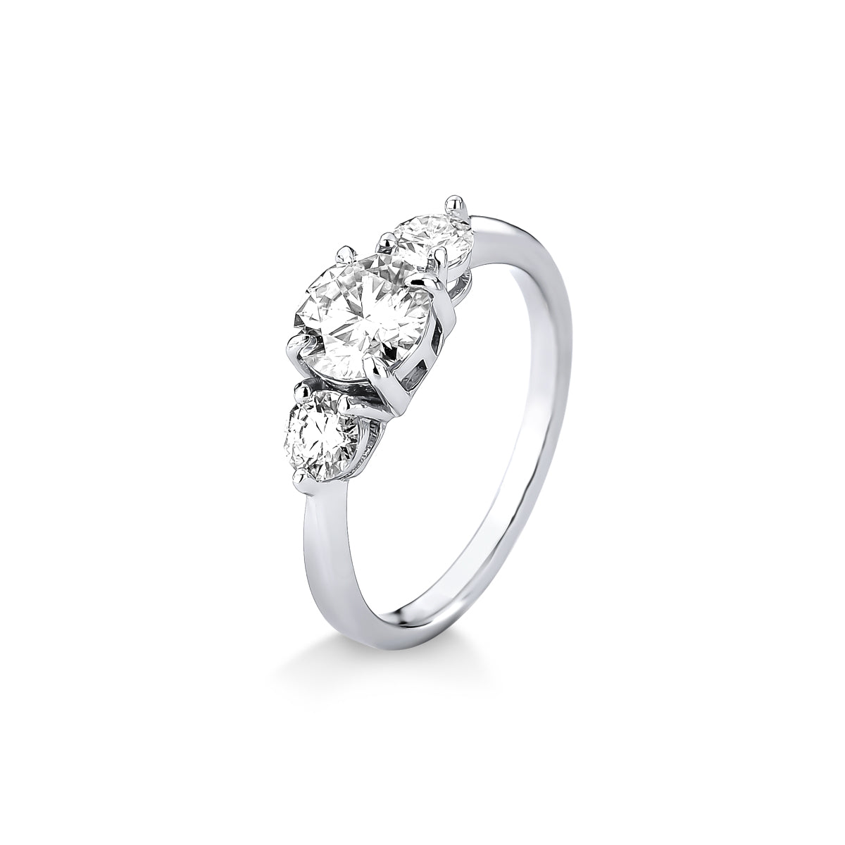 ANEL TRILLIUM MÉDIO MOISSANITE 1.6CT EM PRATA COM BANHO EM RÓDIO