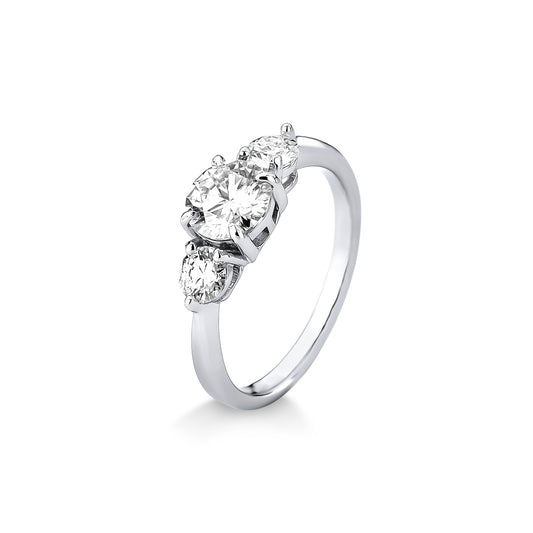 ANEL TRILLIUM MÉDIO MOISSANITE 1.6CT EM PRATA COM BANHO EM RÓDIO