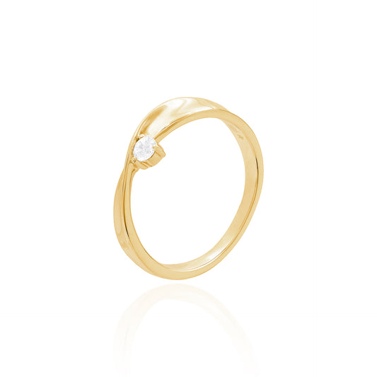 ANEL SOLITÁRIO MOISSANITE 0.10CT PRATA EM BANHO DE OURO 18K