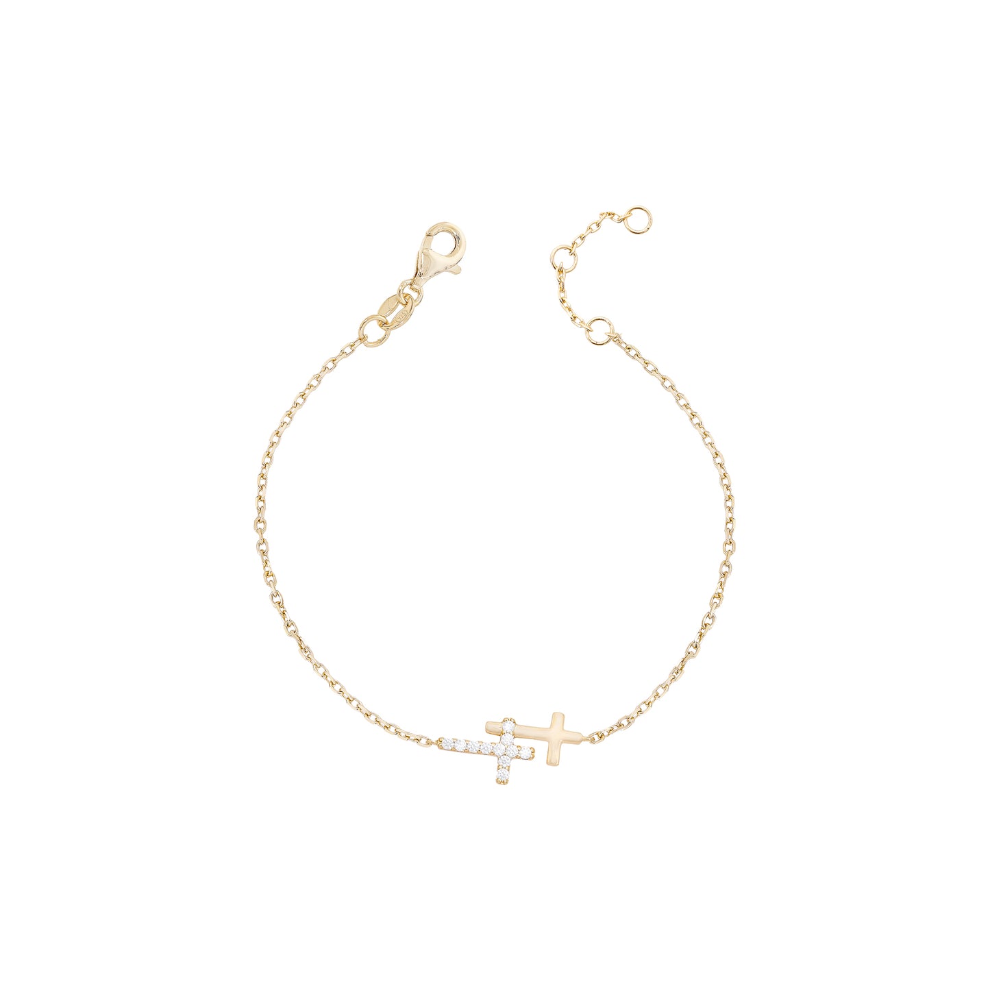 PULSEIRA CRUZ CRAVEJADA E LISA PRATA 925 PRATA 925 - COM REGULAGEM