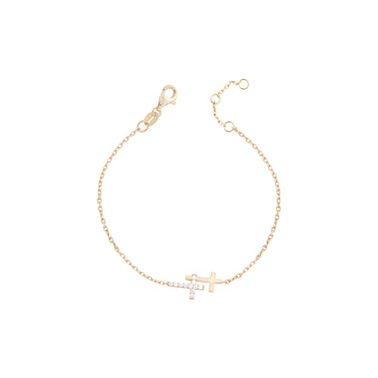 PULSEIRA CRUZ CRAVEJADA E LISA PRATA 925 PRATA 925 - COM REGULAGEM