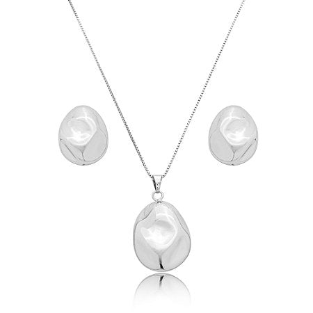 CONJUNTO BRINCO E COLAR ORGÂNICO OVAL