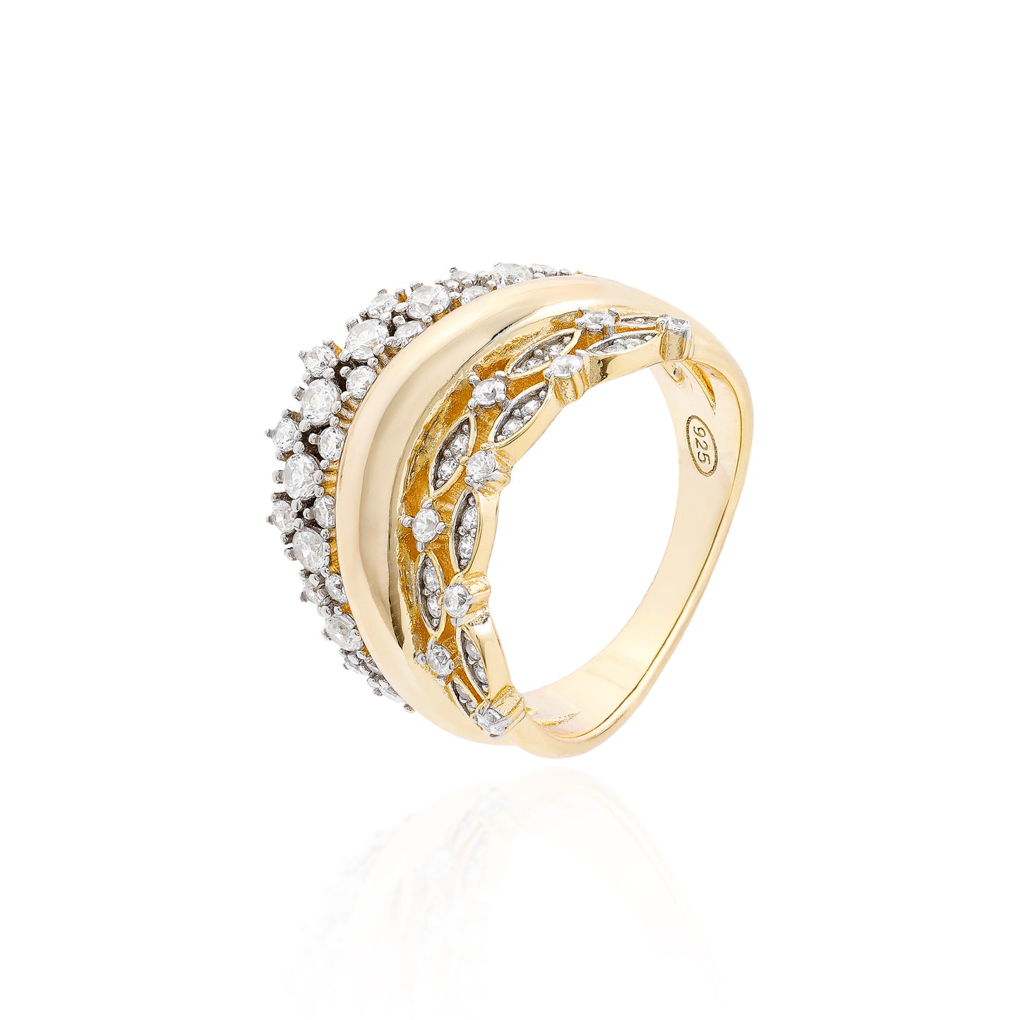 ANEL ELEMENTS CRAVEJADO PRATA BANHO EM OURO 18K