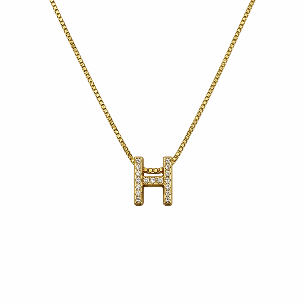 PINGENTE LETRAS CRAVEJADOS EM MICRO ZIRCÔNIA BANHO EM OURO 18K