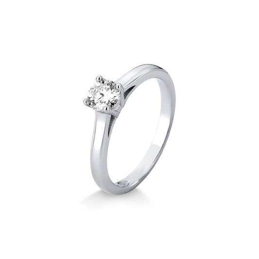 ANEL SOLITÁRIO 4 GARRAS MOISSANITE 0,5CT EM PRATA COM BANHO EM RÓDIO