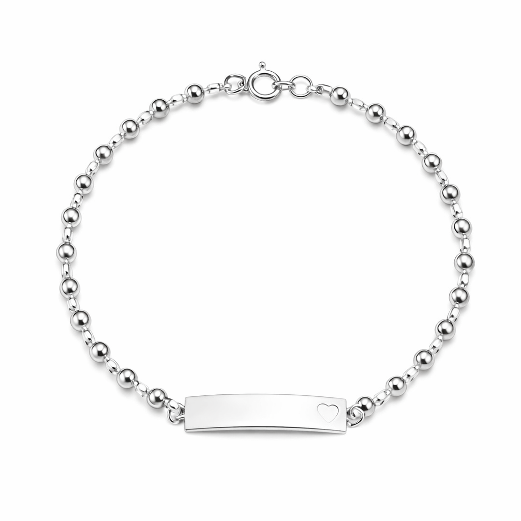 PULSEIRA BEBÊ PLAQUINHA PRATA 925 BANHO EM RÓDIO