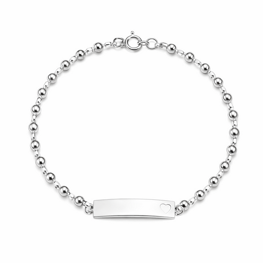 PULSEIRA BEBÊ PLAQUINHA PRATA 925 BANHO EM RÓDIO