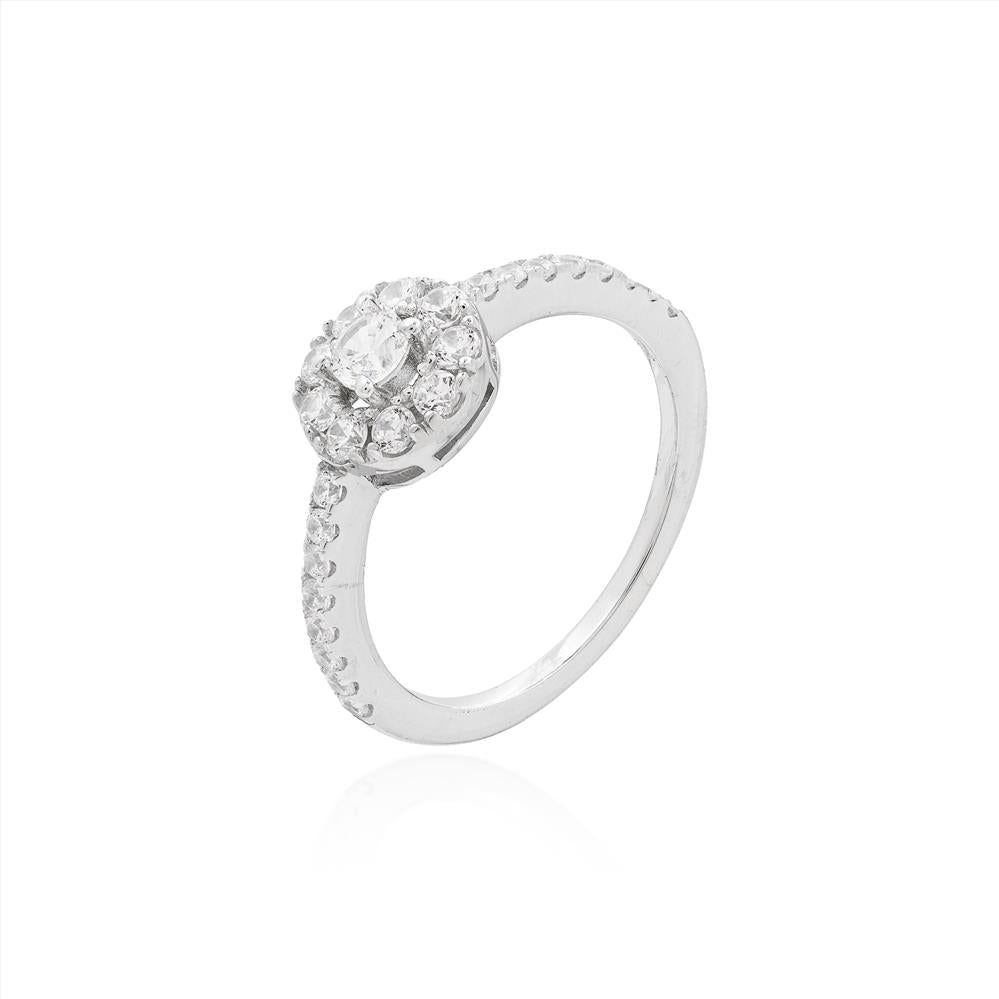 ANEL FLOWER CRAVEJADO 3MM PRATA 925 BANHO EM RÓDIO
