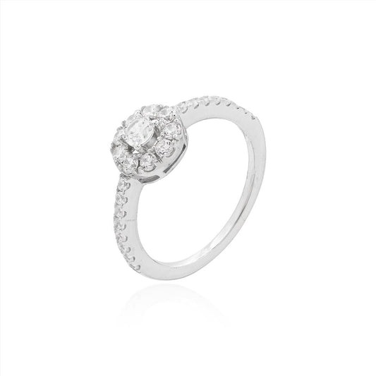 ANEL FLOWER CRAVEJADO 3MM PRATA 925 BANHO EM RÓDIO