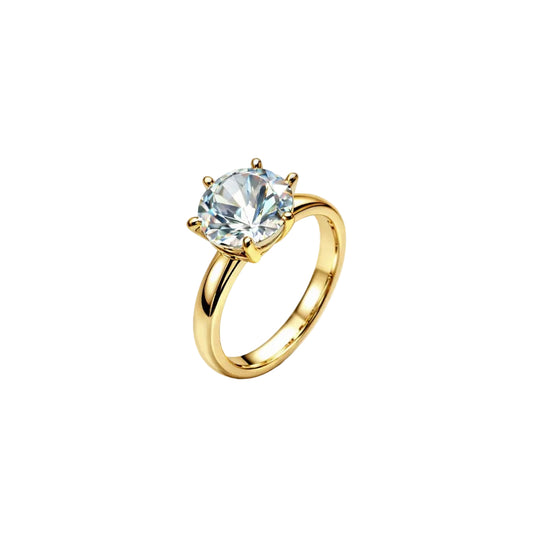 ANEL SOLITÁRIO AJUSTÁVEL MOISSANITE 5,0 CT 11MM BANHO EM OURO 18K