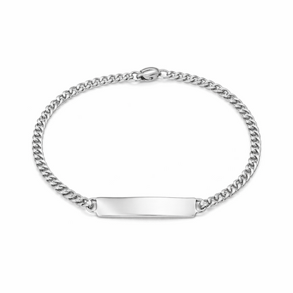 PULSEIRA PLAQUINHA  LISA EM AÇO INOX