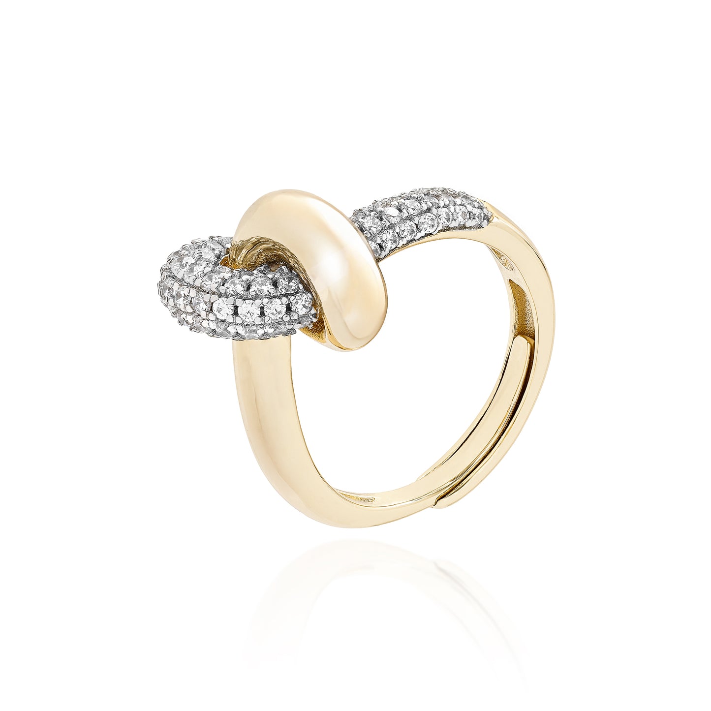 ANEL NÓ BANHO DUPLO CRAVEJADO - PRATA 925 BANHO EM OURO 18K - NÚMERO 18