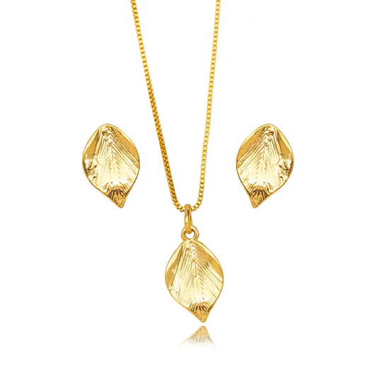 CONJUNTO FOLHA BRINCO E COLAR