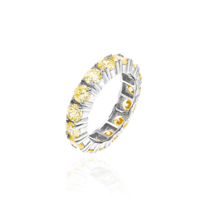 ANEL FANCY YELLOW CRAVEJADO PRATA BANHO EM RÓDIO