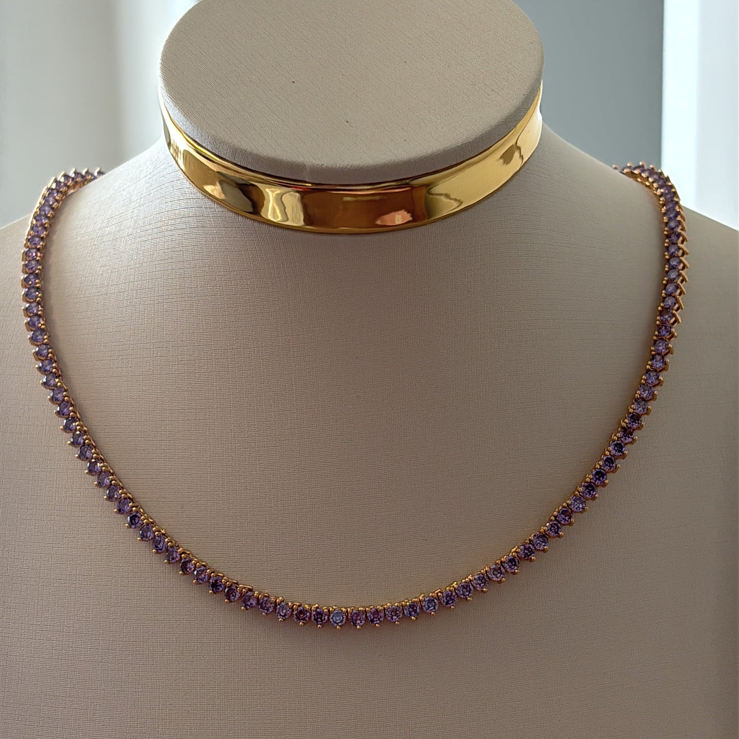 COLAR RIVIERA AMETISTA BANHO EM OURO 18K